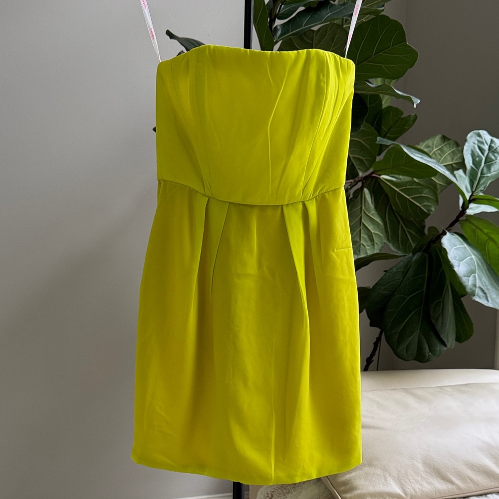 Naven Neon Yellow Strapless Yellow Dress. Size XS